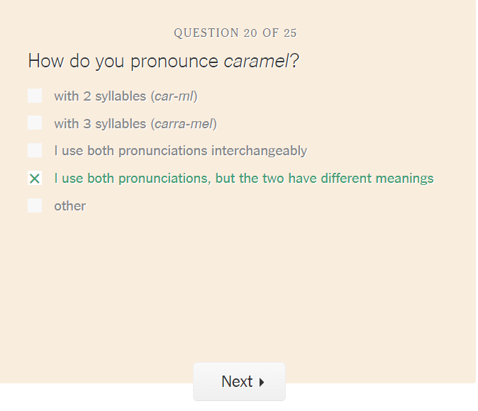 Answering the New York Times Dialect Quiz with the Most Insane