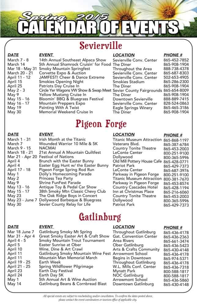 gatlinburg calendar of events 2023 Pigeon Events Sevierville Events Gatlinburg Events