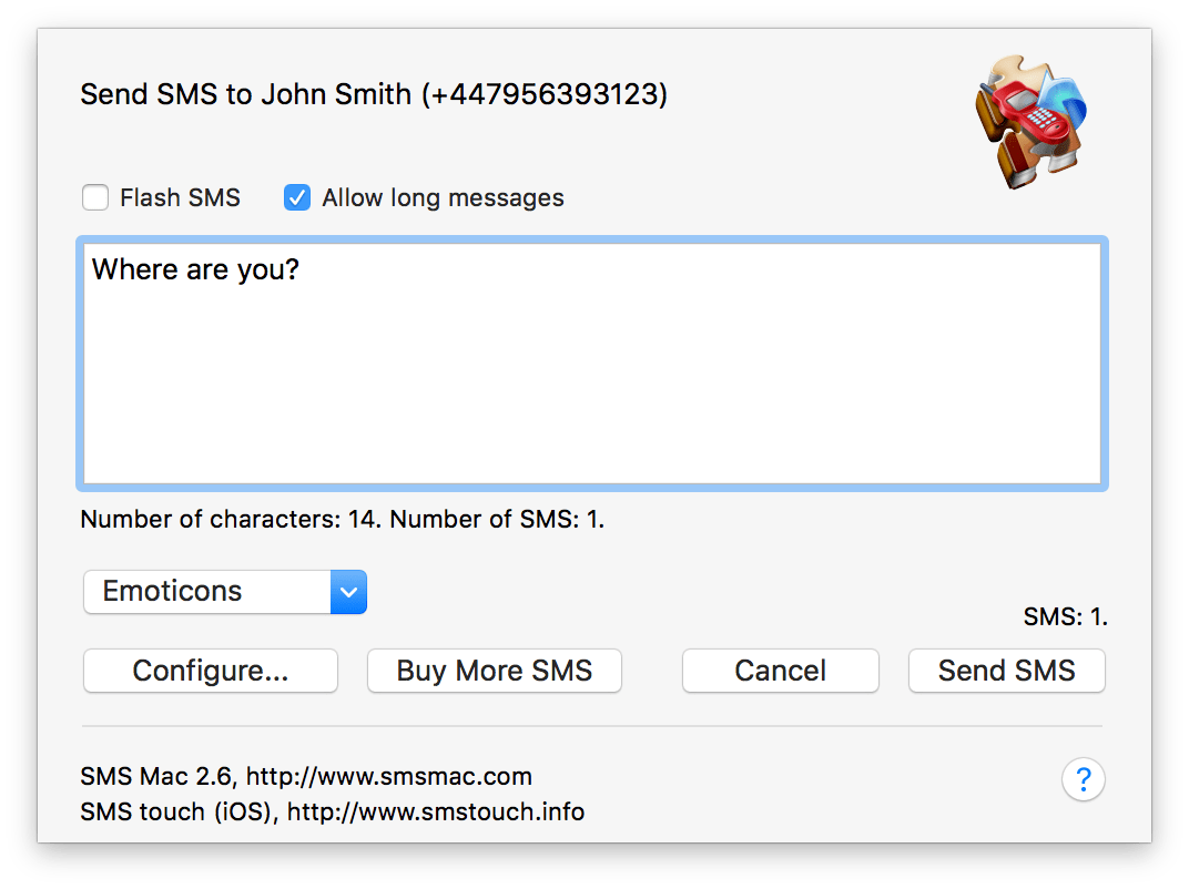 SMS Mac Quick Start Address Book plugin
