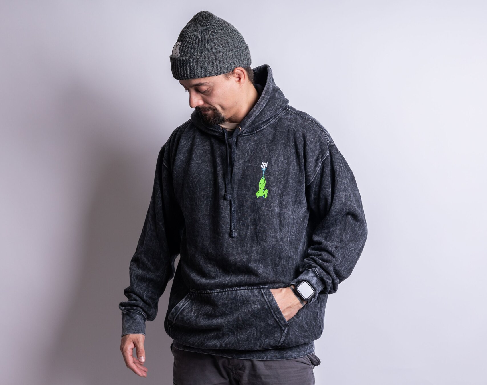 Mikina Rip & Dip Stripndip Hoodie Black Mineral Wash Snapbacks