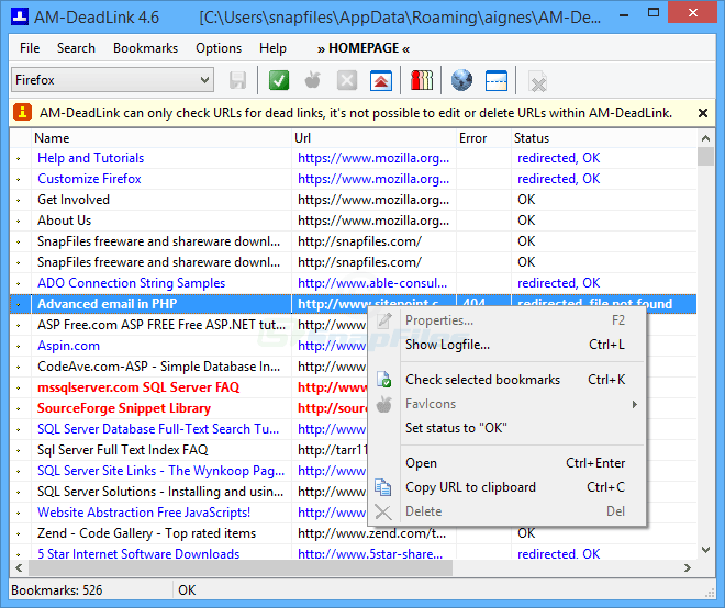 Bookmark Managers SnapFiles