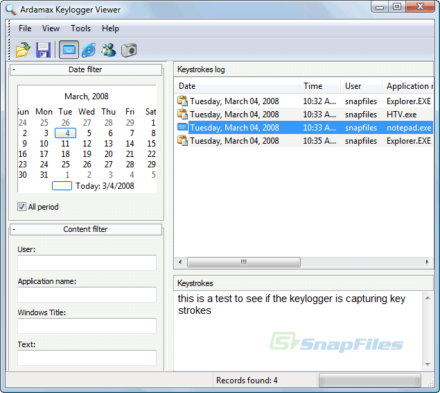 Ardamax Keylogger screenshot and download at