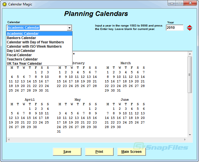 Calendar Magic screenshot and download at