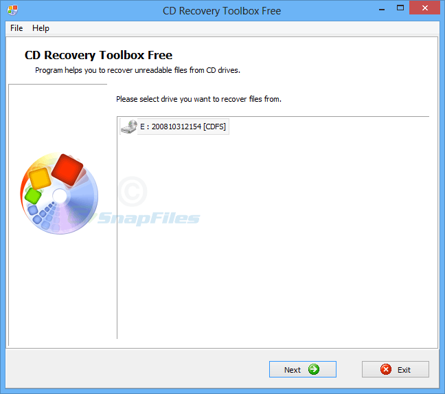 CD Recovery Toolbox Free recover files from scratched CDs