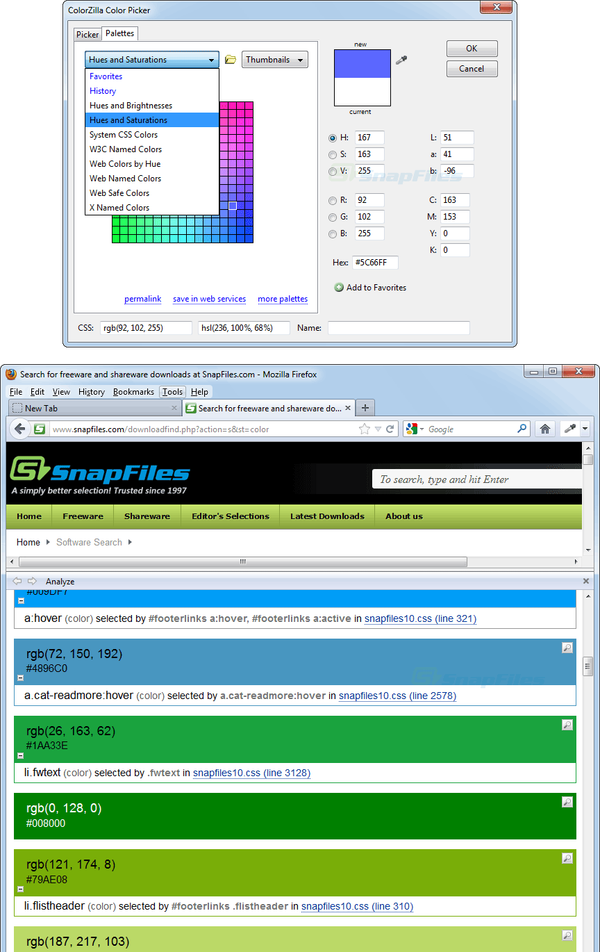 ColorZilla screenshot and download at
