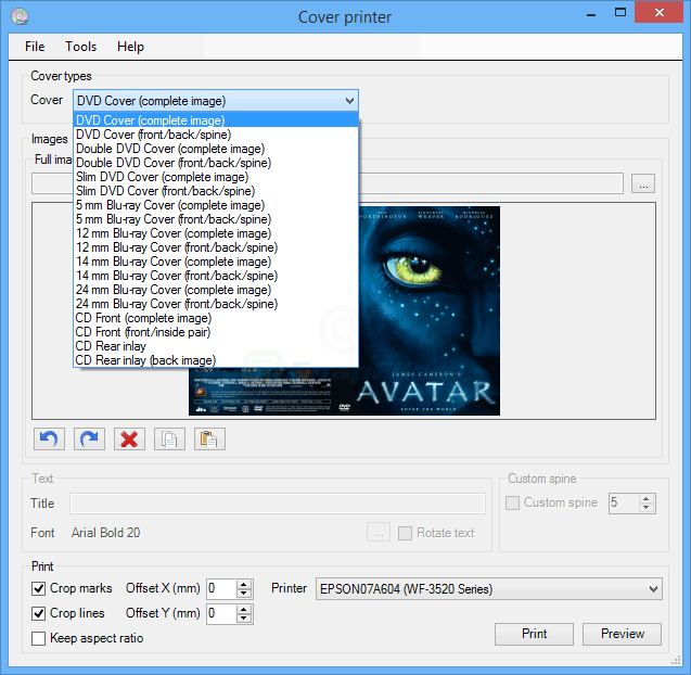 Nodesoft Cover Printer screenshot and download at