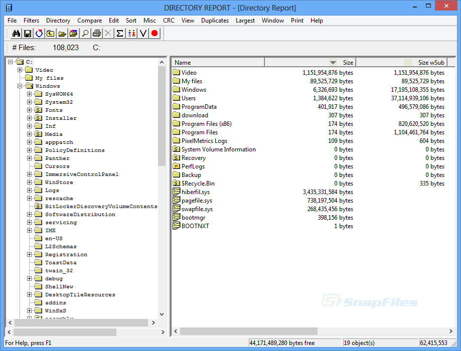 Directory Report screenshot and download at