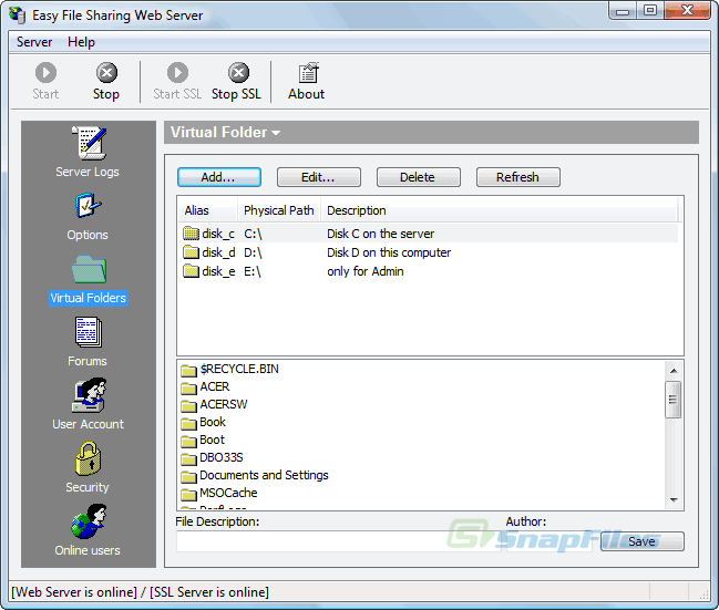 Easy File Sharing  Server screenshot and download at