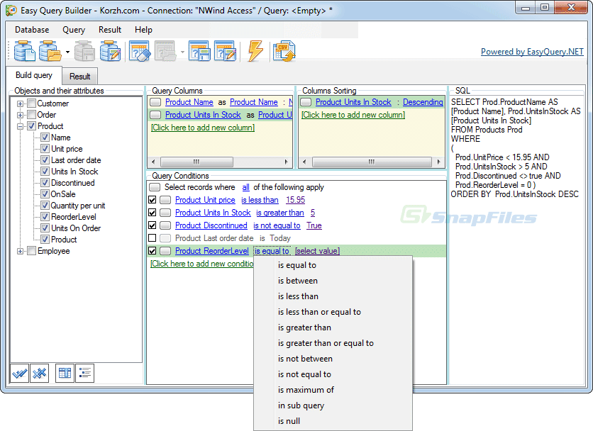Easy Query Builder screenshot and download at