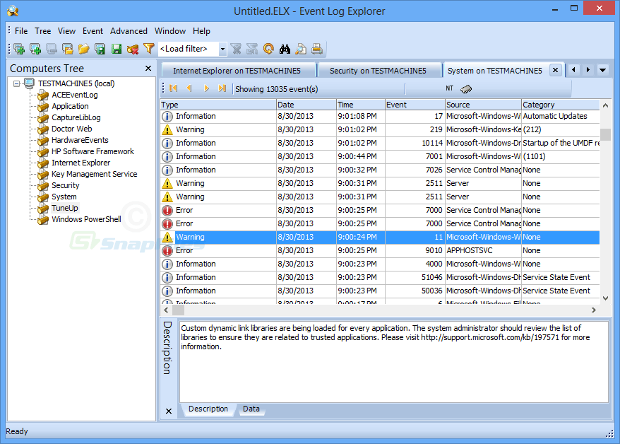 Event Log Explorer screenshot and download at