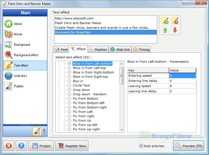Aleo Flash Intro Banner Maker screenshot and download at