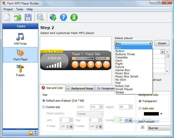 Aleo Flash MP3 Player Builder screenshot and download at