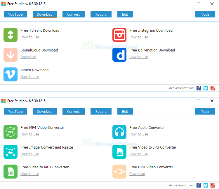 DVDVideoSoft Free Studio screenshot and download at