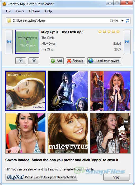 Creevity Mp3 Cover Downloader screenshot and download at