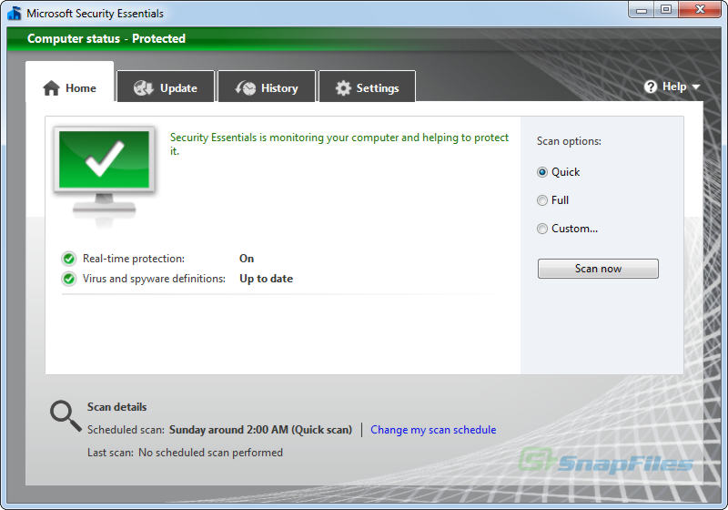 Microsoft Security Essentials antivirus and malware protection