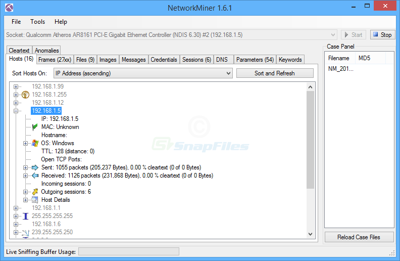 NetworkMiner screenshot and download at