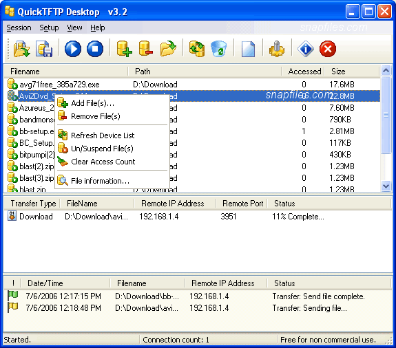 QuickTFTP Desktop screenshot and download at