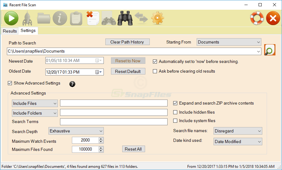 Recent File Scan screenshot and download at