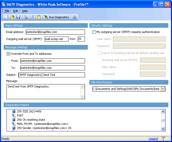 SMTP Diagnostics screenshot and download at