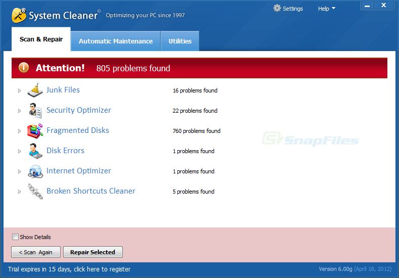 System Cleaner screenshot and download at