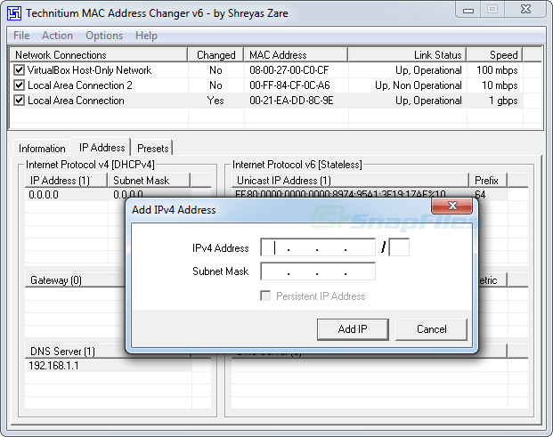 Technitium MAC Address Changer screenshot and download at