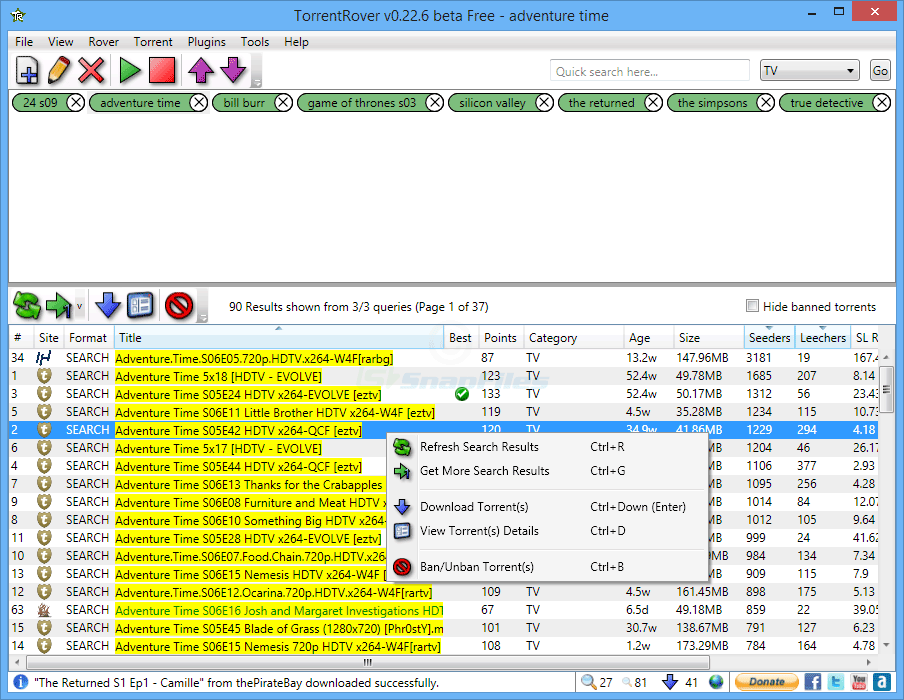 TorrentRover Free Torrent search tool and manager