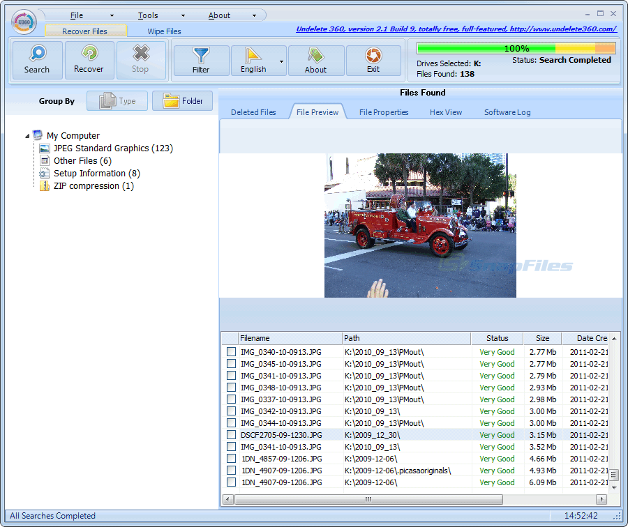 Undelete 360 screenshot and download at