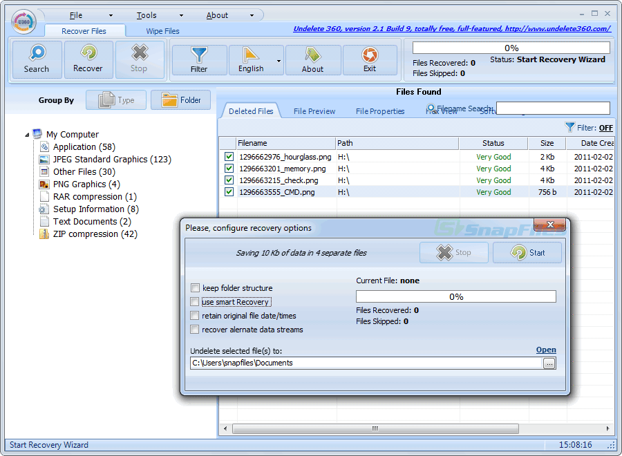 Undelete 360 screenshot and download at
