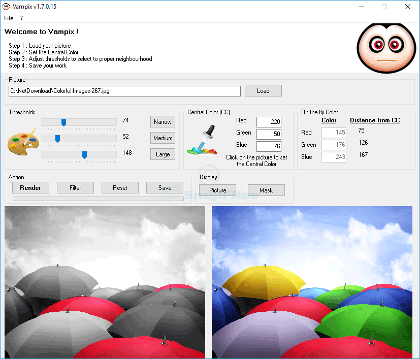 Vampix add selective black and white effects to your photos