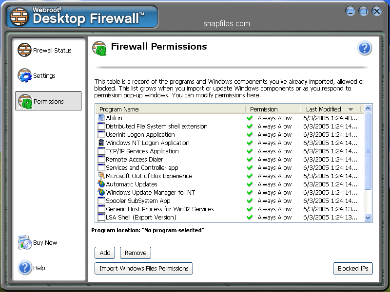 Webroot Desktop Firewall screenshot and download at