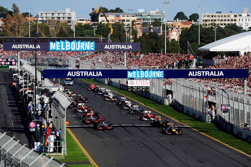 The Melbourne Grand Prix Circuit Racing around the lake in the city