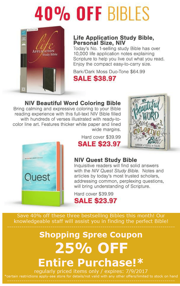 The Vineyard 40 OFF Bibles Bonus 25 OFF Shopping Spree Coupon!