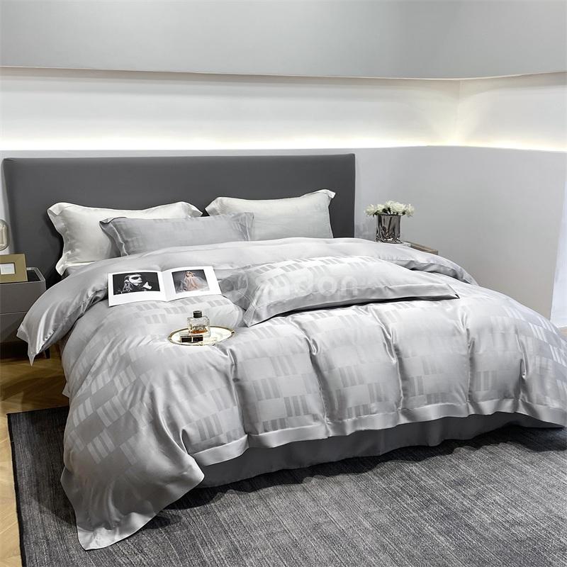New Design Jacquard 100 Tencel Bedsheet Queen Size Duvet Bedding Set