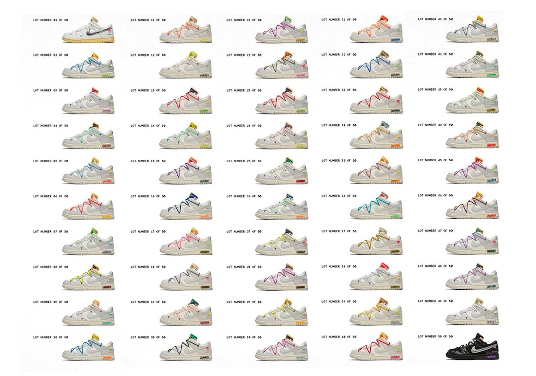 OffWhite Nike Dunk Low The 50 Collection Release Date Info SneakerFiles