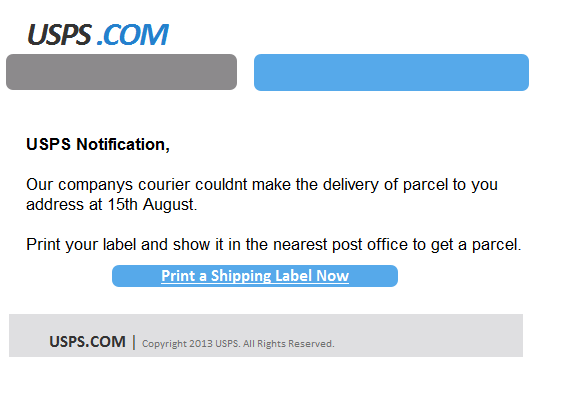 USPS Failure Notification Fake Email Virus Alert Scam Alert