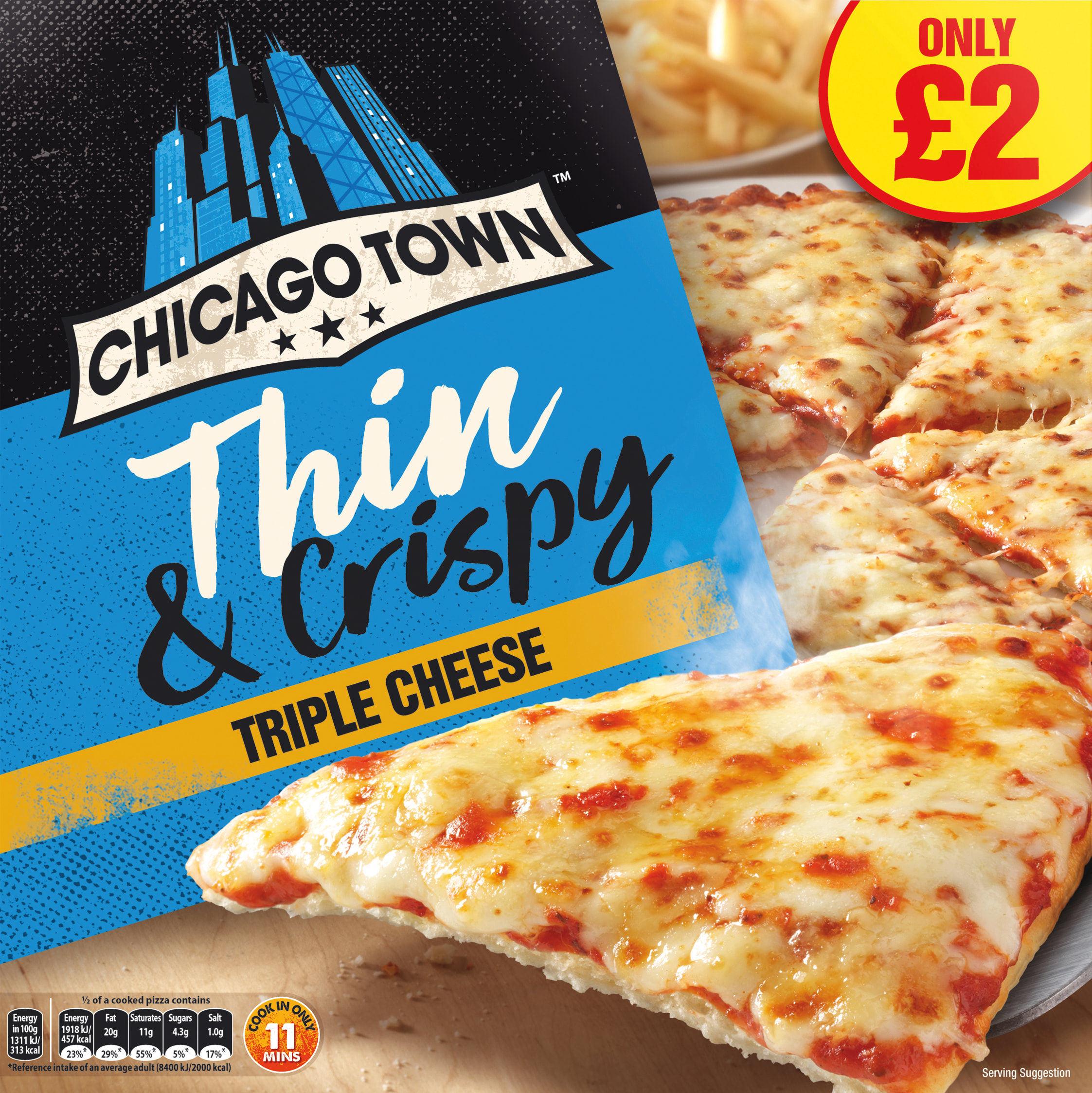 Chicago Town Thin & Crispy Triple Cheese Pizza 305g A. B. Snell & Son