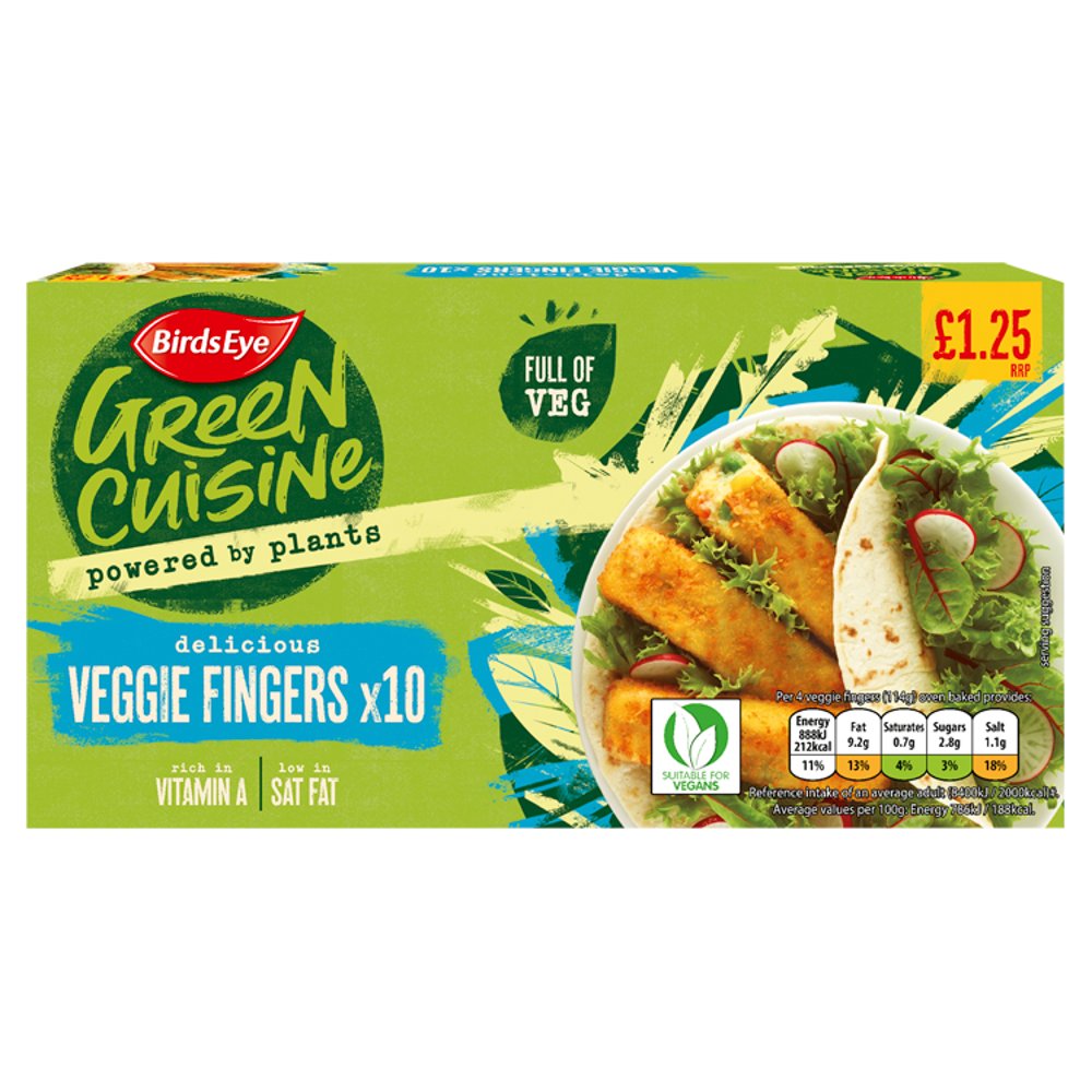 Birds Eye Green Cuisine 10 Veggie Fingers 284g A. B. Snell & Son