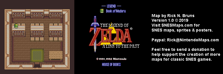 The Legend of Zelda A Link to the Past House of Books Map (Labeled