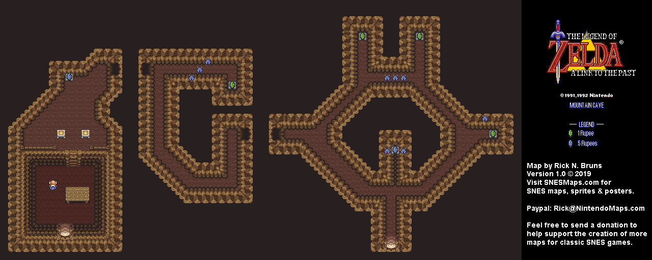 The Legend of Zelda A Link to the Past Mountain Cave Map (Labeled