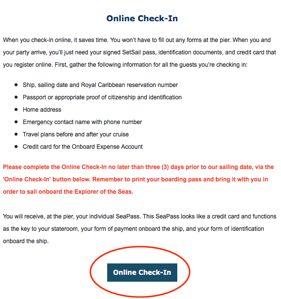 Online CheckIn with Royal Caribbean « SNFC Incentive Trips