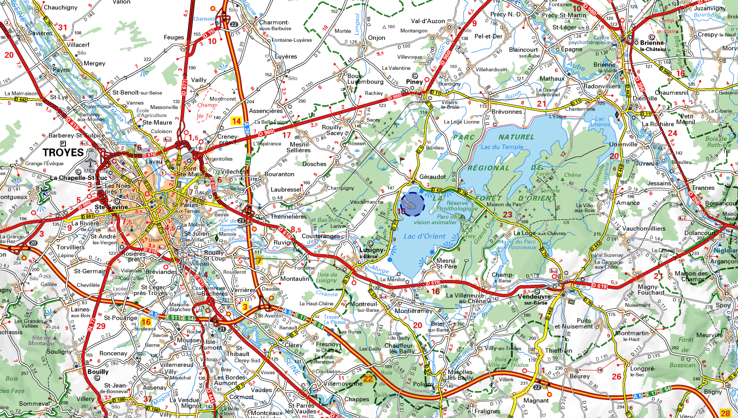 Troyes Carte Michelin Snipe en France A.F.Snipe Troyes, Lac de la Forêt d'Orient C N de
