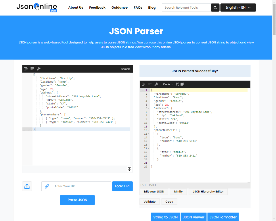 JSON Parser Convert JSON to Strings Online snippset