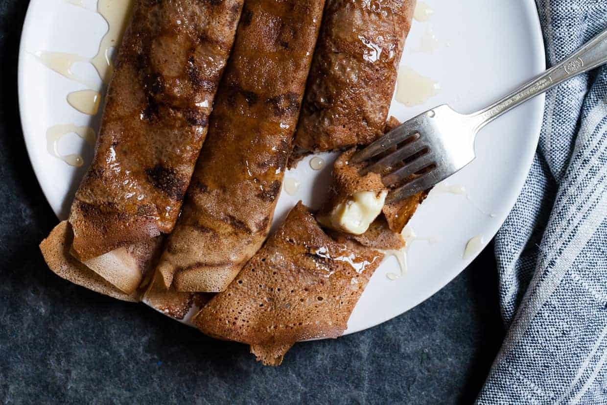 Hazelnut Chestnut Crepes with Brie & Burnt Honey + Zoella Mae's