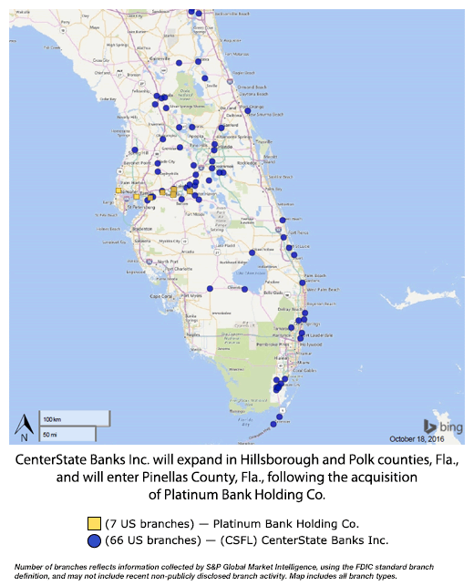 Floridabased CenterState Banks to purchase Platinum Bank S&P Global