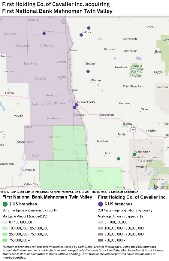 North Dakota's First Holding Co. of Cavalier to buy Minnesota bank S
