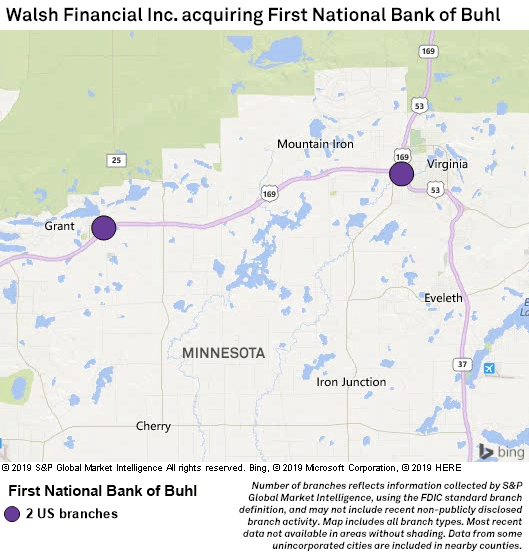 Walsh Financial to acquire First National Bank of Buhl S&P Global