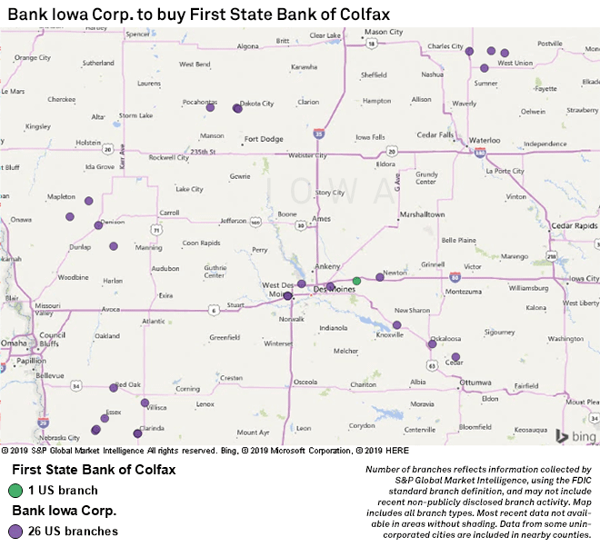 Bank Iowa to acquire First State Bank of Colfax S&P Global Market