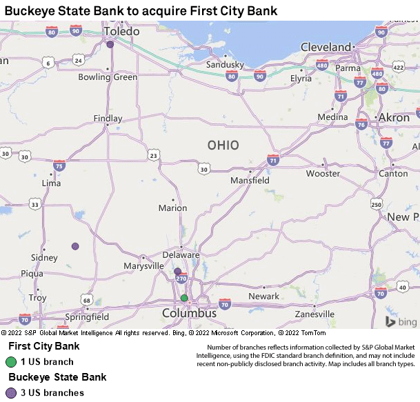 Ohiobased Buckeye State Bank to acquire instate peer First City Bank