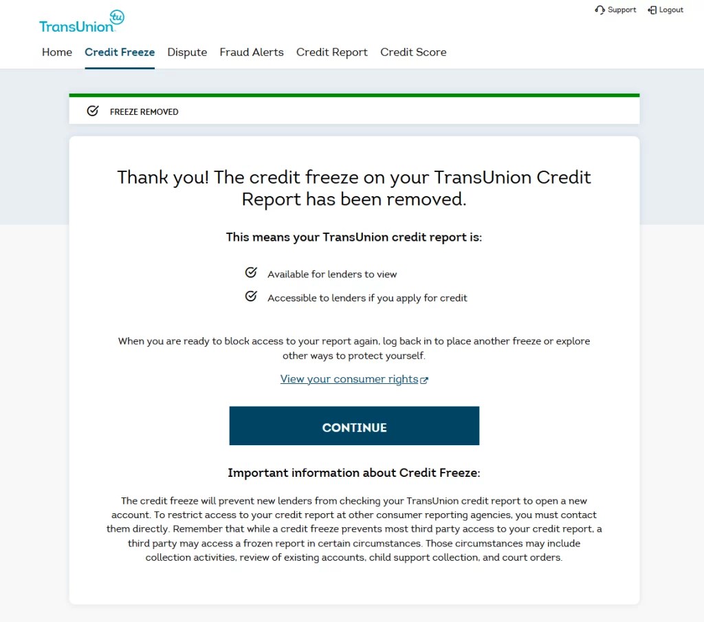 Stepbystep guide to Unfreeze your Credit at TransUnion — Snowcap.Me