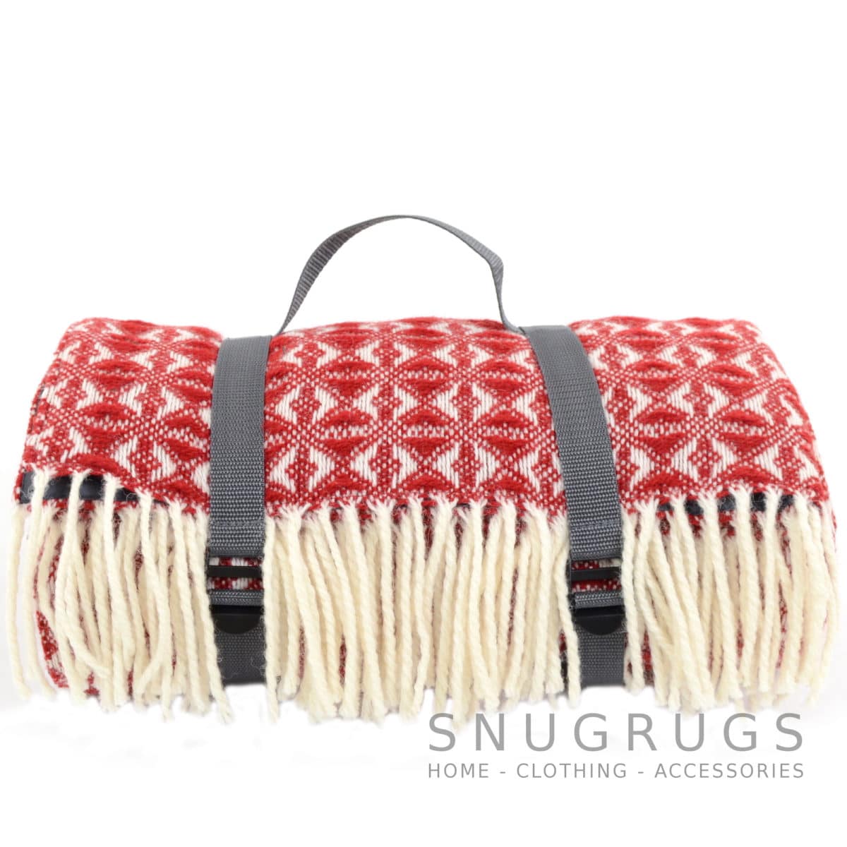 Family Size Wool Waterproof Picnic Blanket Red SNUGRUGS